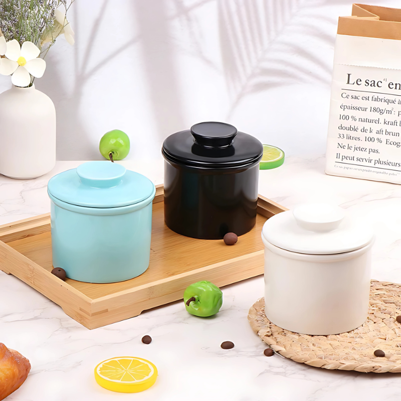Airtight Ceramic Butter Dish with Fresh Seal - Luxivelle