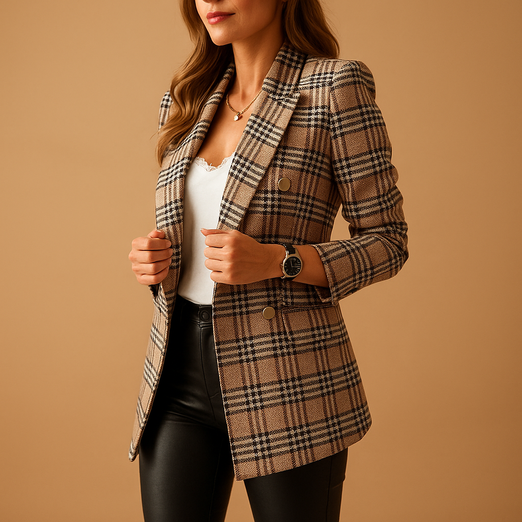 Women’s fitted blazer in brown, black, or khaki with elegant silhouette, ideal for office days, formal settings, or smart casual wear.