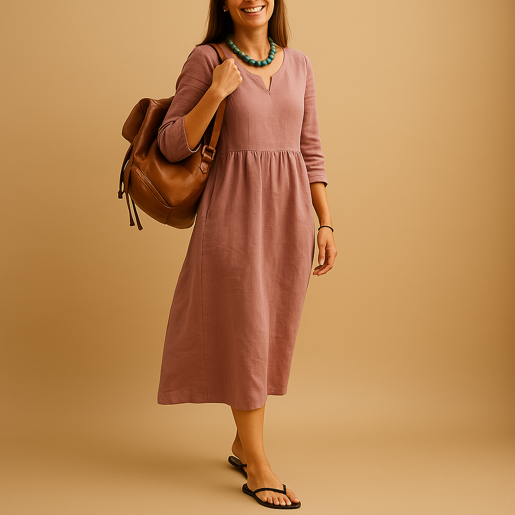 Stylish Mid Length V Neck Dress for Ladies - Luxivelle