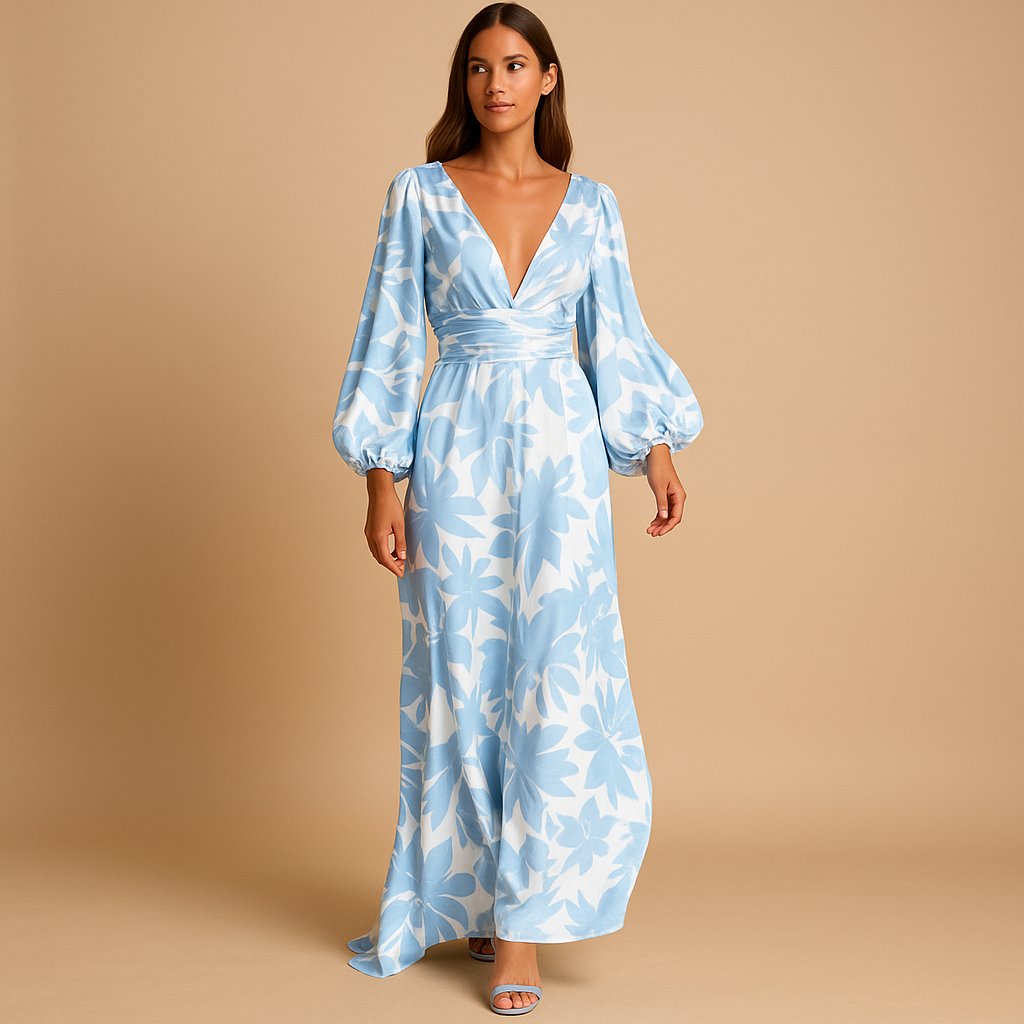 Elegant women’s dress in knee-length with soft fabric and flattering fit, ideal for weddings, parties, and everyday elegance.