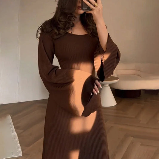 Women's Chic Long Sleeve Maxi Dress - Luxivelle