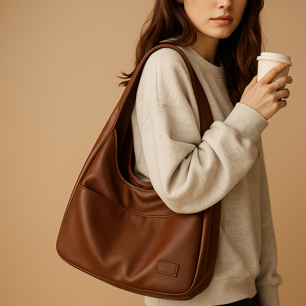 Stylish Women's Leather Tote Handbag with Pockets - Luxivelle