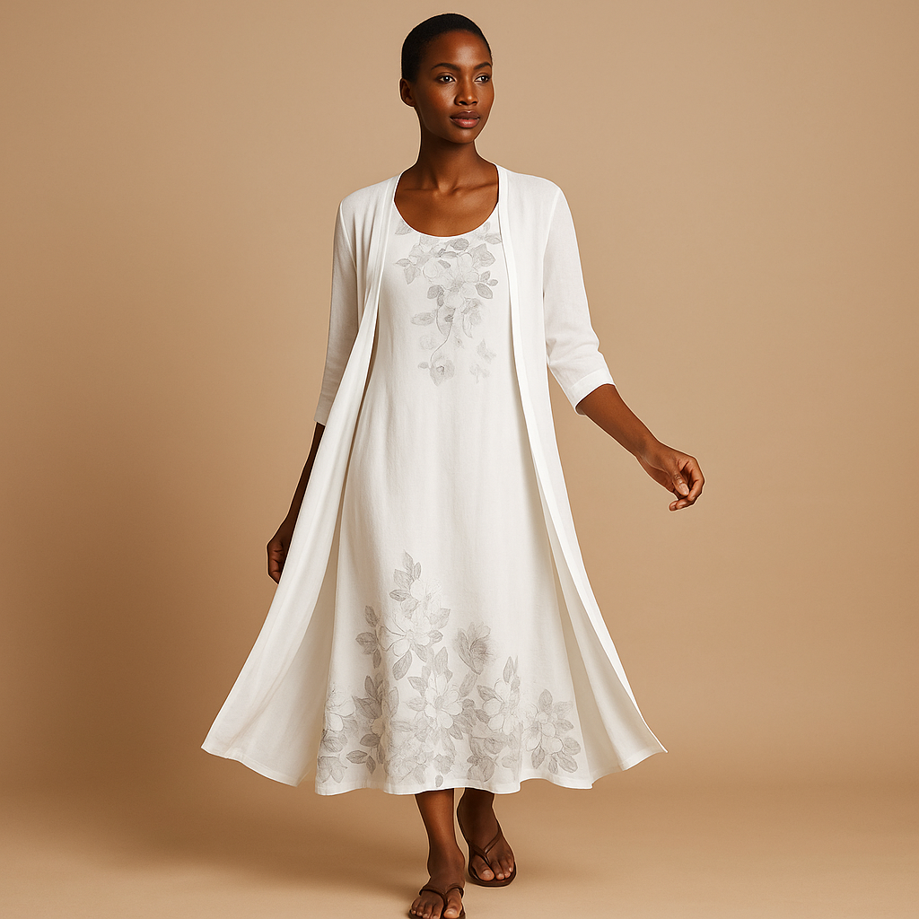 Stylish Women's Maxi Dress with Matching Jacket - Luxivelle