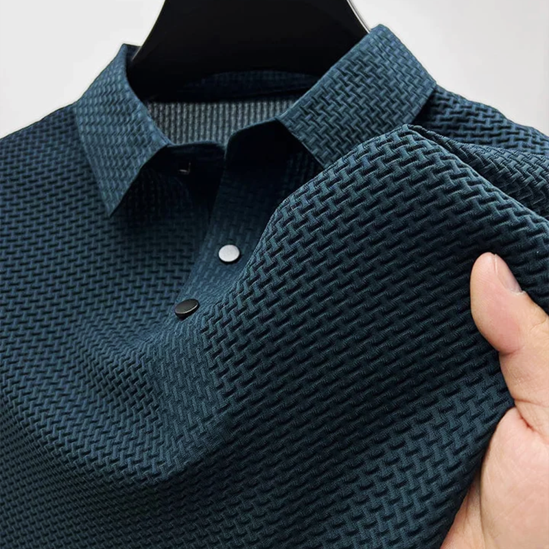 "Elegant men's polo shirt, summer-ready, sleek design in soft, breathable fabric for a stylish, sophisticated look."