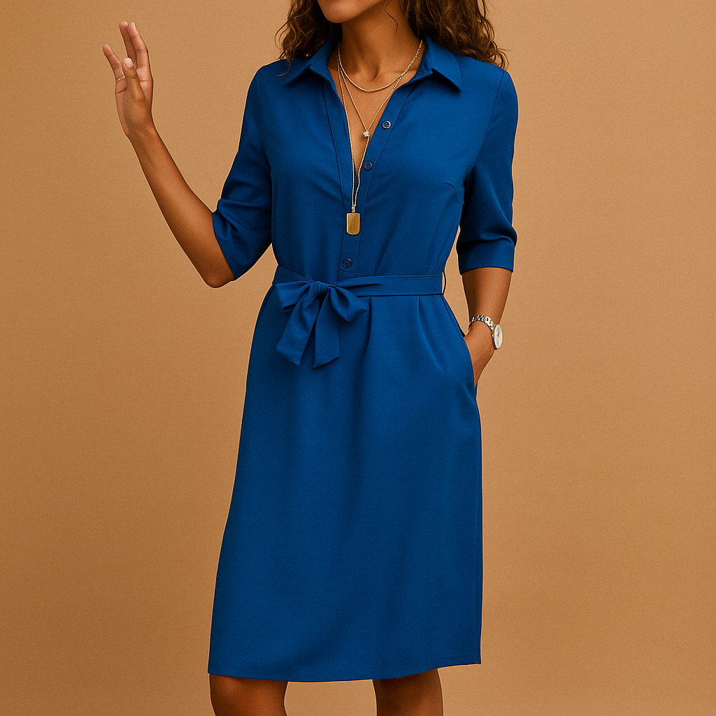 Elegant midi dress for women with modern cut and flattering fit, perfect for office wear, casual styling, or refined evening occasions.