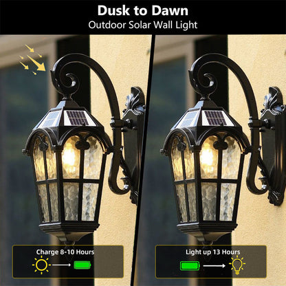 Rustic Solar Powered Outside Wall Lamp with Remote - Luxivelle