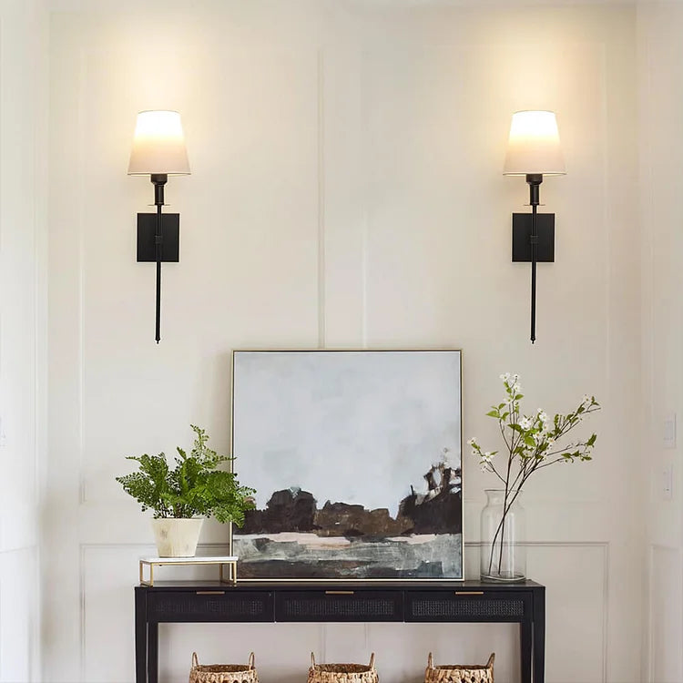 Elegant Rechargeable Wireless Wall Lamp 2 Pack with Remote, Metal and Cloth Finish, Suitable for Indoor and Outdoor Use