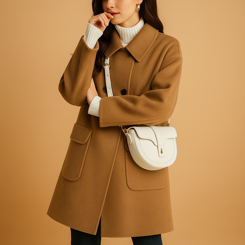 Elegant solid-color overcoat for women with relaxed fit and soft fabric, ideal for stylish comfort across all seasons.