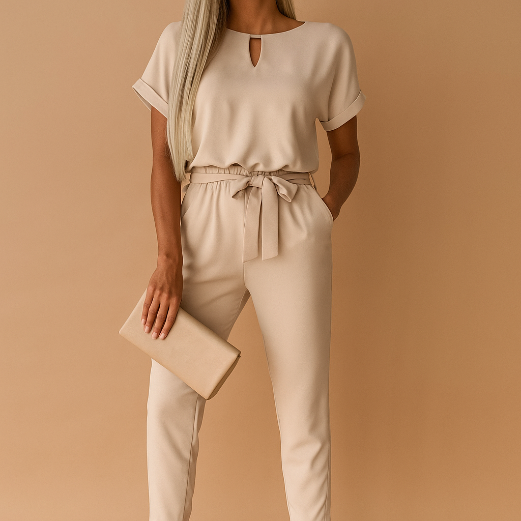Elegant tailored jumpsuit for women with a fitted silhouette, perfect for business meetings, formal events, or a classy evening out.