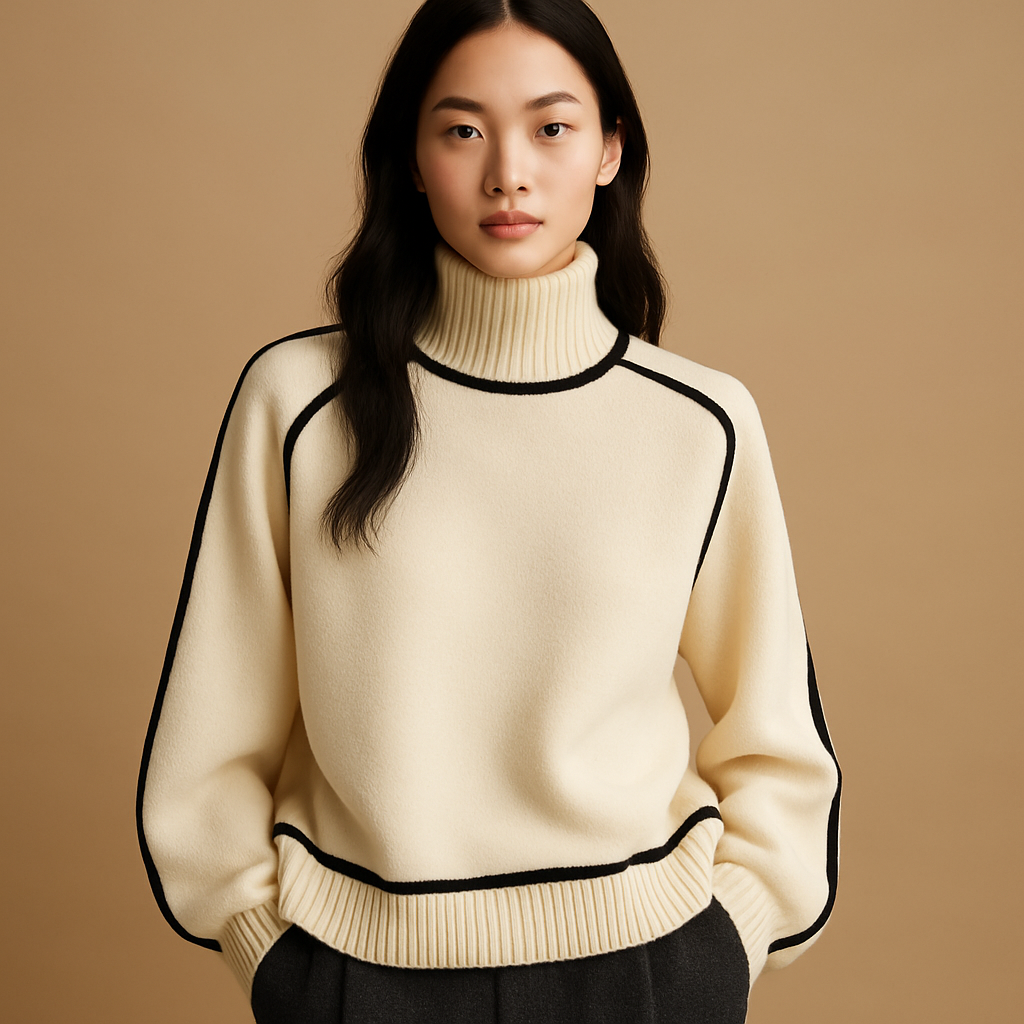 Women’s elegant turtleneck sweater with soft knit and tailored fit, ideal for cozy winter wear and sophisticated styling