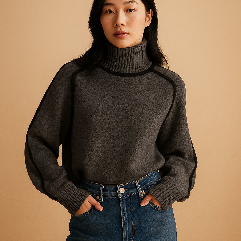 Women’s elegant turtleneck sweater with soft knit and tailored fit, ideal for cozy winter wear and sophisticated styling
