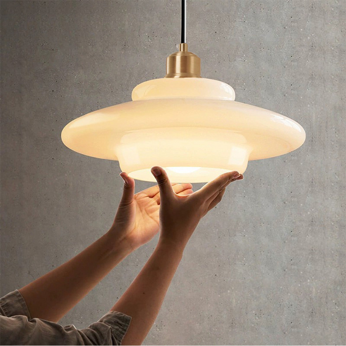 Classic Brushed Brass Pendant Lighting Glass Shade - Luxivelle