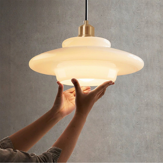 Classic Brushed Brass Pendant Lighting Glass Shade - Luxivelle