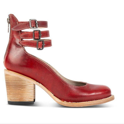 "Elegant women's block heel ankle boots in black, with round toe and back zipper, perfect for chic and comfortable wear."
