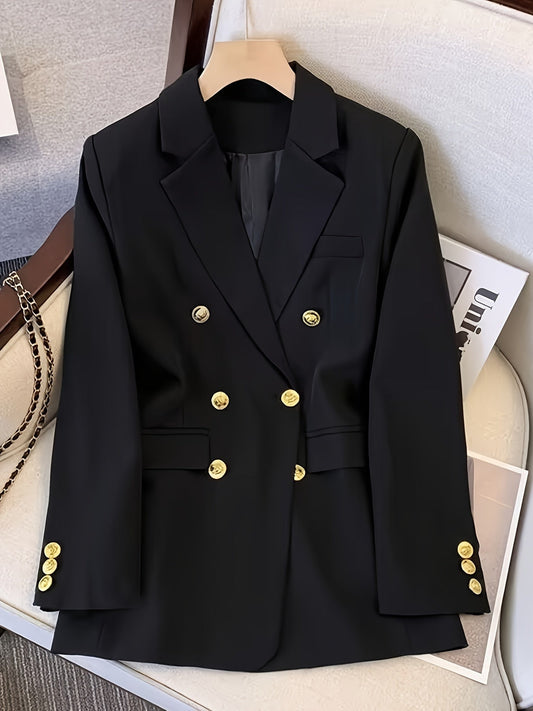 Chic Fit Ladies Blazer with Gold Buttons - Luxivelle