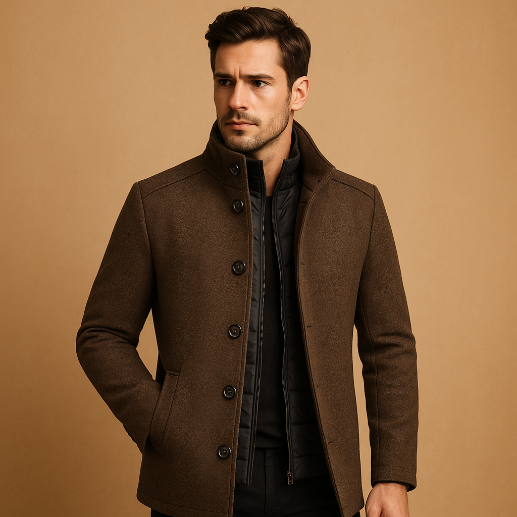 Stylish Mens Wool Overcoat - Luxivelle