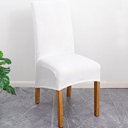Elegant XL stretch velvet dining chair cover in camel, showcases plush velvet texture, ideal for home or events, fits armless