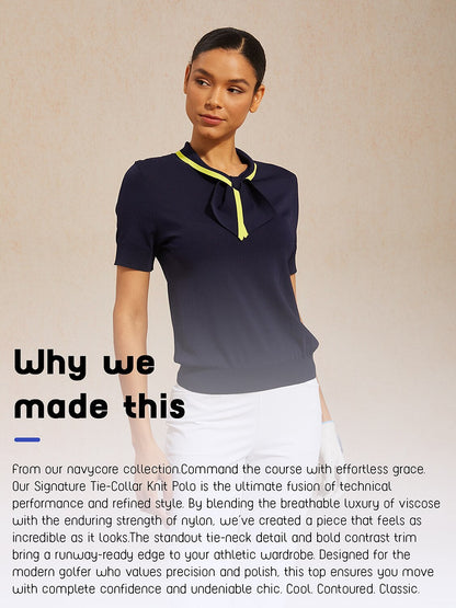Classic Blue Contrast Knit Polo Shirt