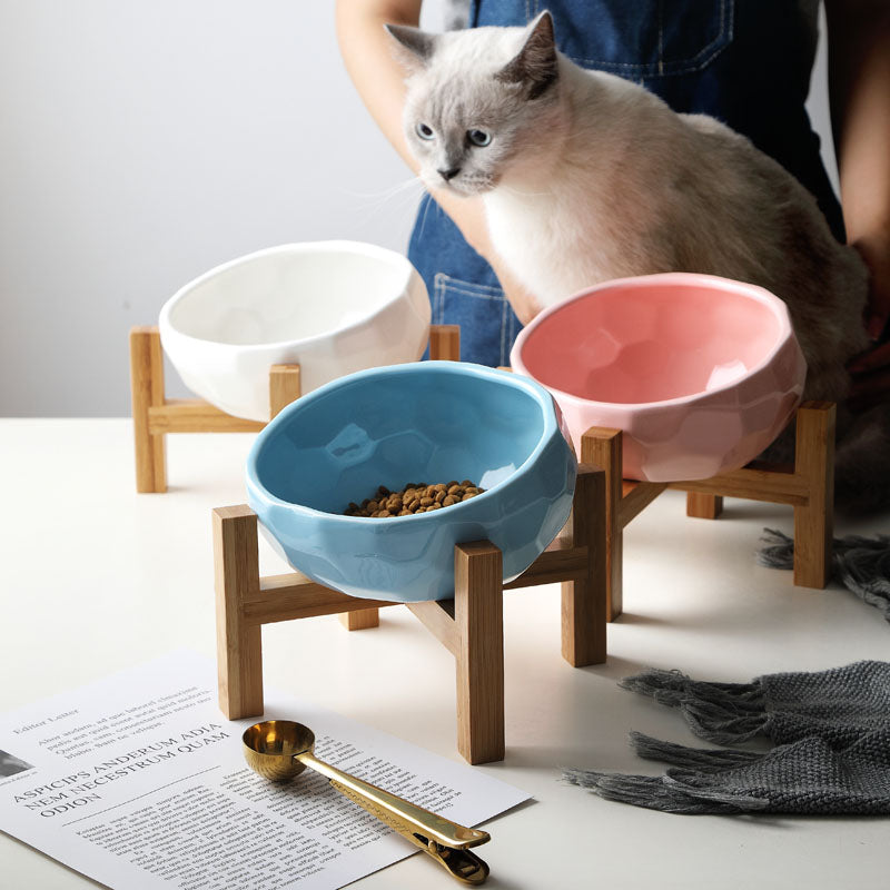 Comfortable Raised Dog Bowl with Sturdy Wooden Base - Luxivelle