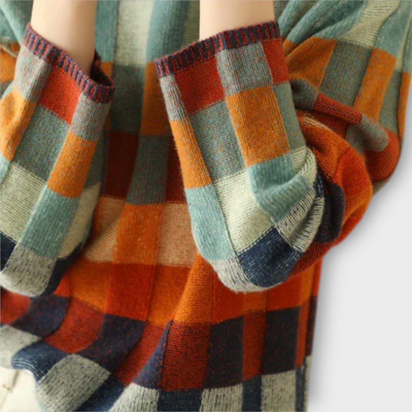 Colorful Quilted Neck Winter Sweater