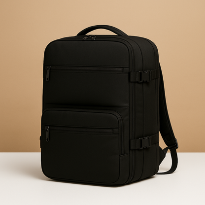 TSA-approved expandable travel backpack for women featuring a USB-charging port, luggage-style opening, and ergonomic cushioned back for comfortable journeys.