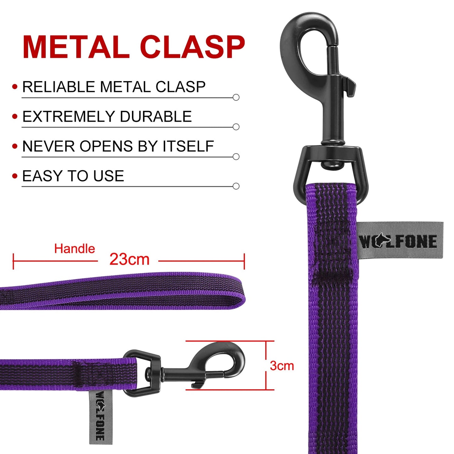 "Extra long waterproof dog lead with comfy handle, in orange, durable nylon for all weather, secure soft-touch grip."