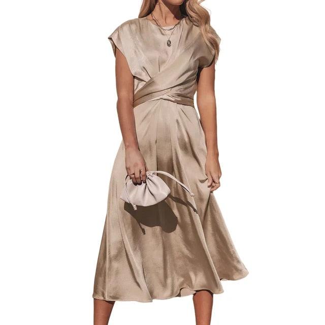 Luxurious Floral Knee Length Dress for Ladies - Luxivelle