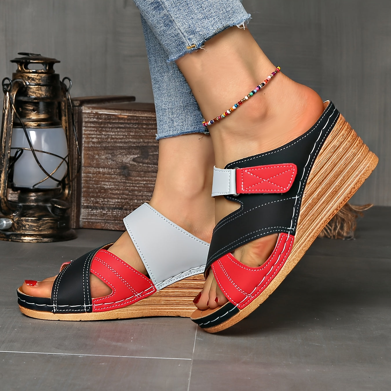 Vibrant Colorblock Wedge Sandals