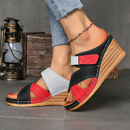 Vibrant Colorblock Wedge Sandals