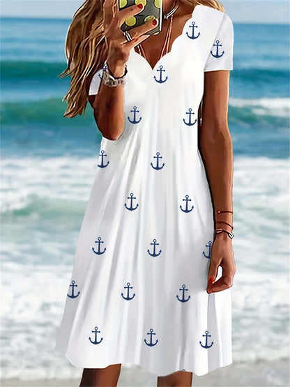 Beautiful Flower Pattern Knee Length Dress - Luxivelle