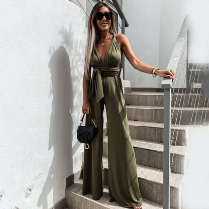 Chic V-Neck Womens Jumpsuit - Luxivelle
