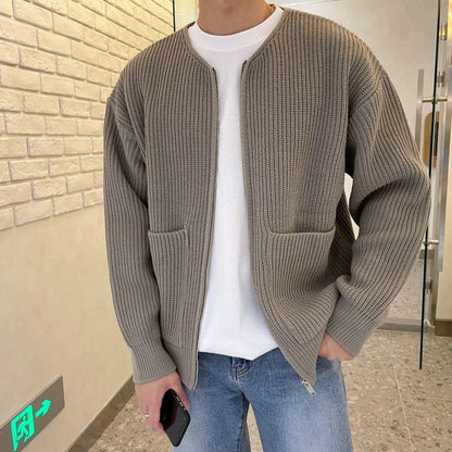 Stylish Men's Cable Knit Sweater Cardigan