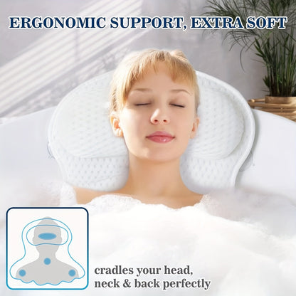 Soft Comfort Bath Pillow with Neck and Back Support