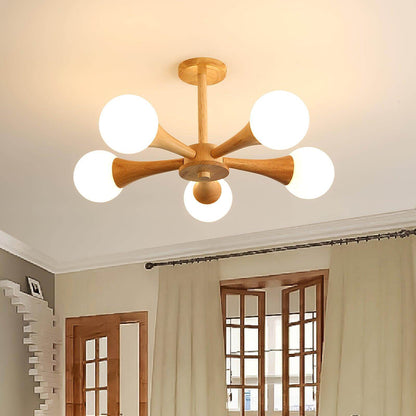 Luxury Wood and Glass Pendant Light