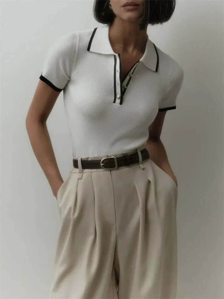 Soft Cotton Polo Top - Luxivelle