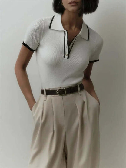 Soft Cotton Polo Top - Luxivelle