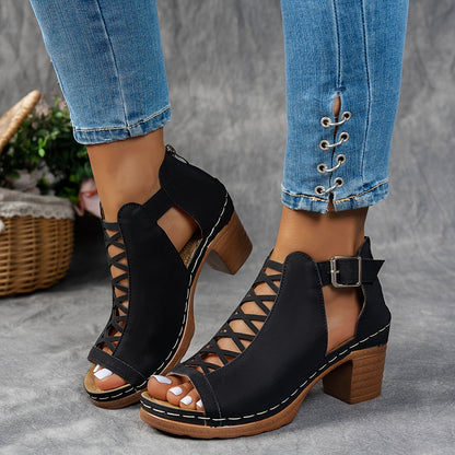 Fashionable Lattice High Heel Sandals