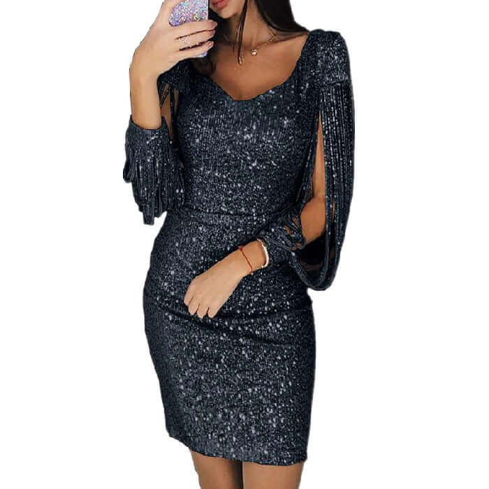 Glittery Knee Length Party Dress