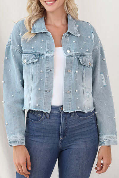 Classic ladies' Beaded Jeans Jacket - Luxivelle