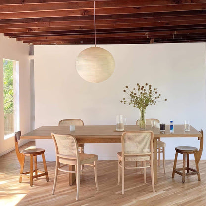 Simple White Cotton Shade Pendant Light with Metal Frame