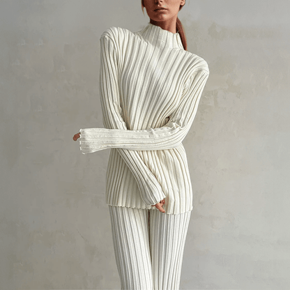 Women's Fitted Textured Knit Outfit - Luxivelle