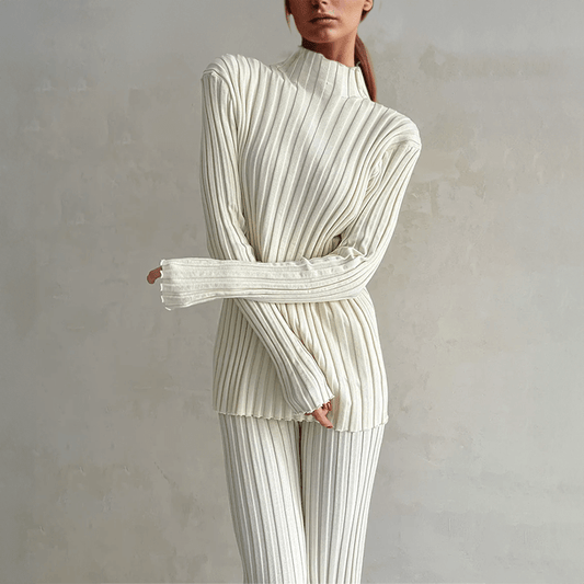 Women's Fitted Textured Knit Outfit - Luxivelle