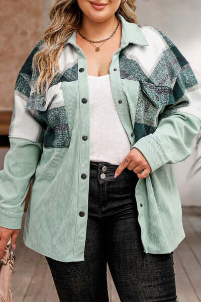 Large Plaid Flannel Shirt Jacket For Women