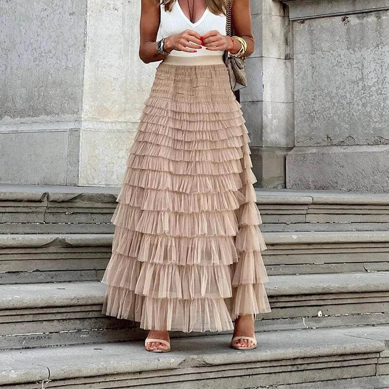 Floral Ruffled Midi Skirt for Women - Luxivelle