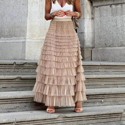 Floral Ruffled Midi Skirt for Women - Luxivelle