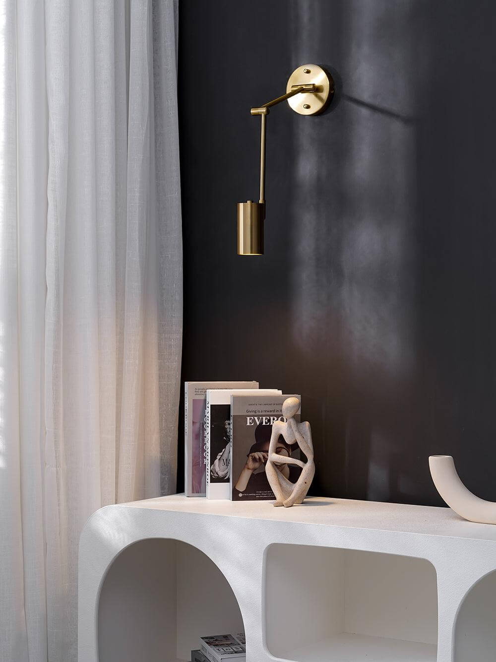 Flexible Brushed Steel LED Wall Light with Arm