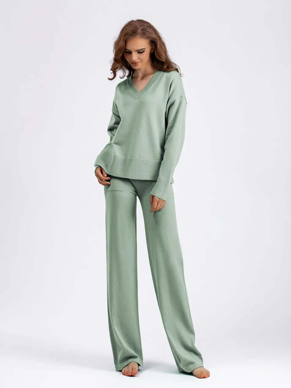 Ladies' Crew Neck Jumper and Loose Fit Pants Set
