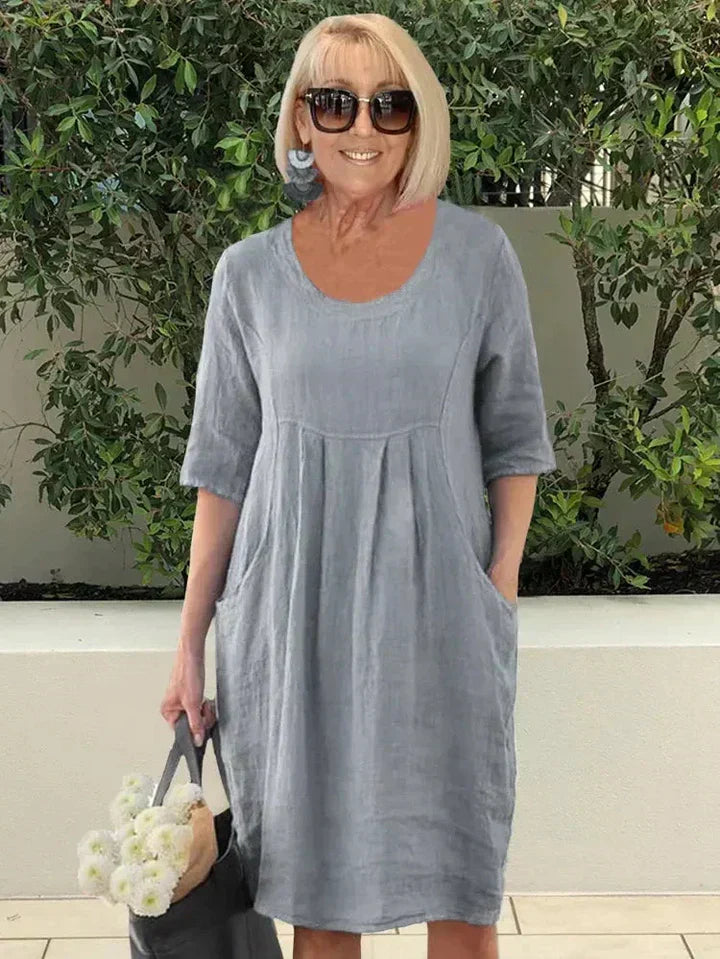 Bridget | Women's Loose Cotton Summer Dress with Pockets-4