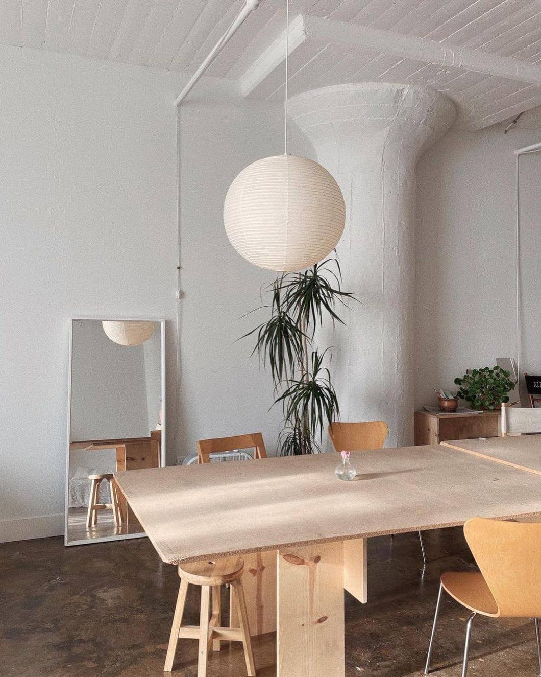 Simple White Cotton Shade Pendant Light with Metal Frame