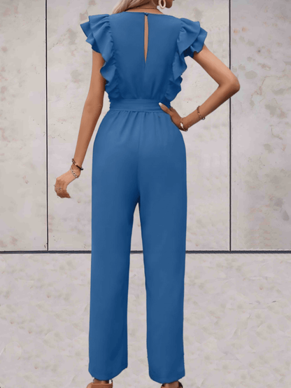 Chic Flare Sleeve V-Neck Romper